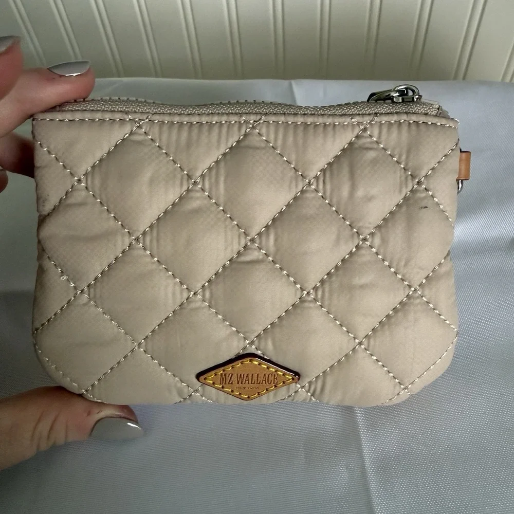 MZ WALLACE Metro Flat Key Pouch Wallet Keychain Bag Charm Morning Dove Beige - Picture 5 of 11